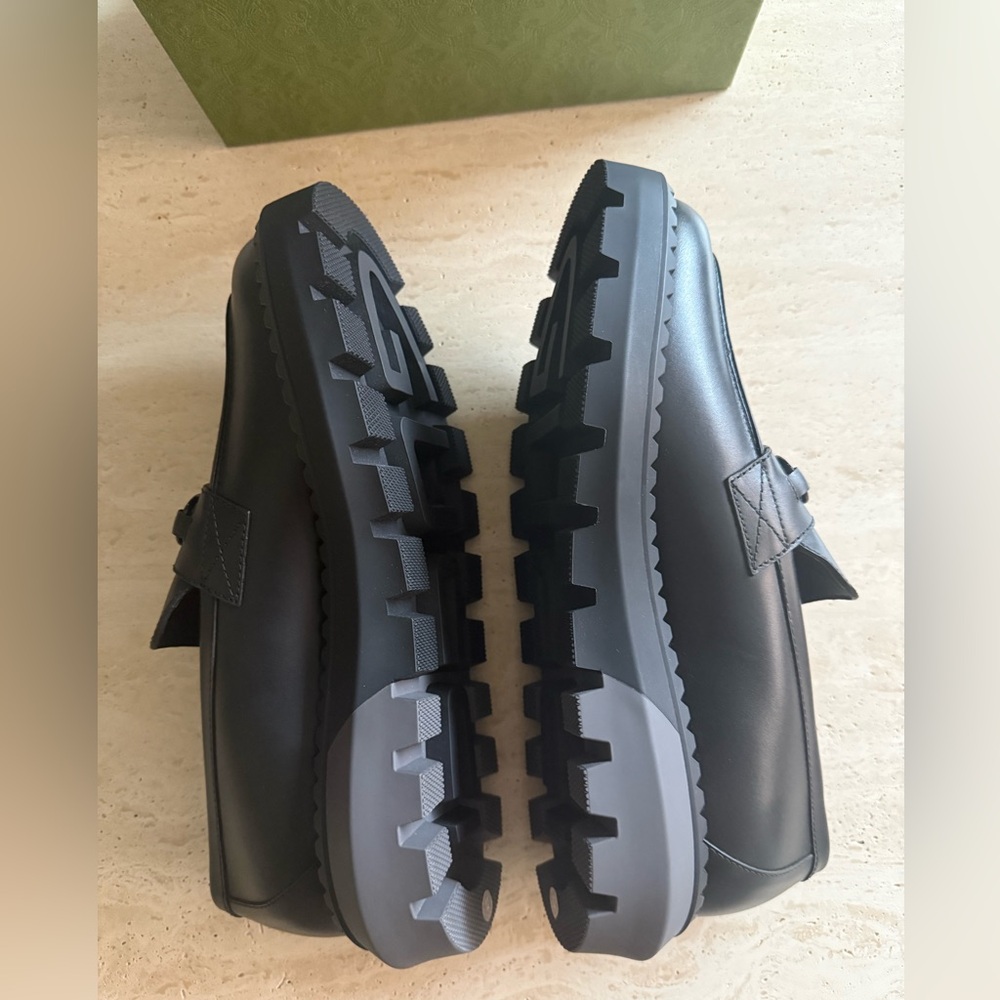 NWB GUCCI Gucci Horsebit Leather Loafers 'All Black' Designer Size/12 - Picture 4 of 16